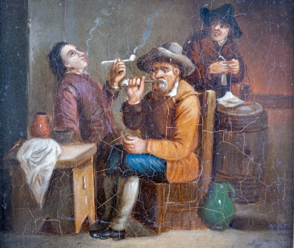After David Teniers The Younger (1610-1690) - Smokers In A Tavern. Oil On Tin. View V