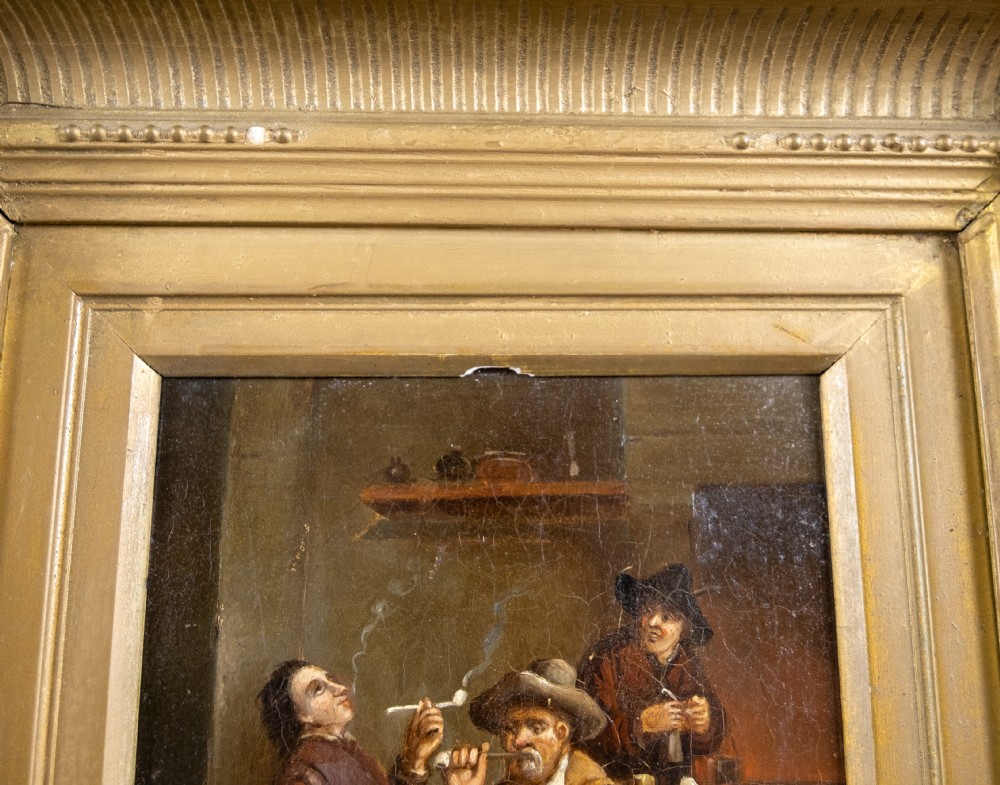 After David Teniers The Younger (1610-1690) - Smokers In A Tavern. Oil On Tin. View IX