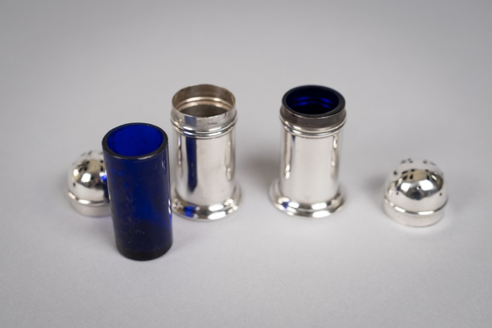 Pair Of Sterling Silver Pepperettes (With Glass Liners) by Docker & Burn, Birmingham, 1922 View IV
