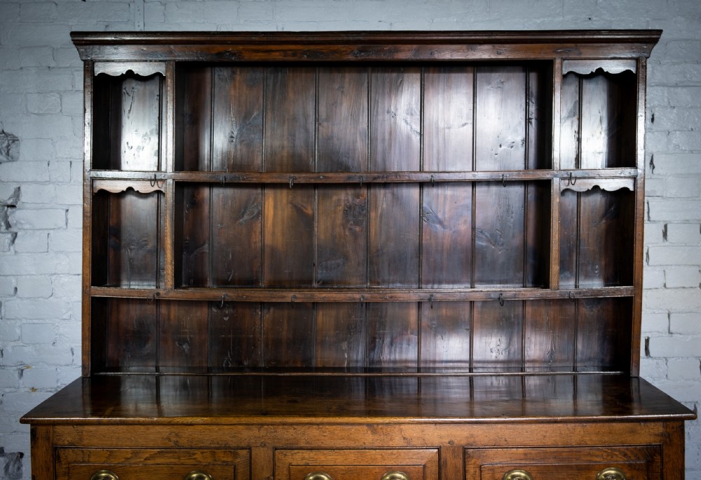 George III Period English Oak Dresser With Rack. View II