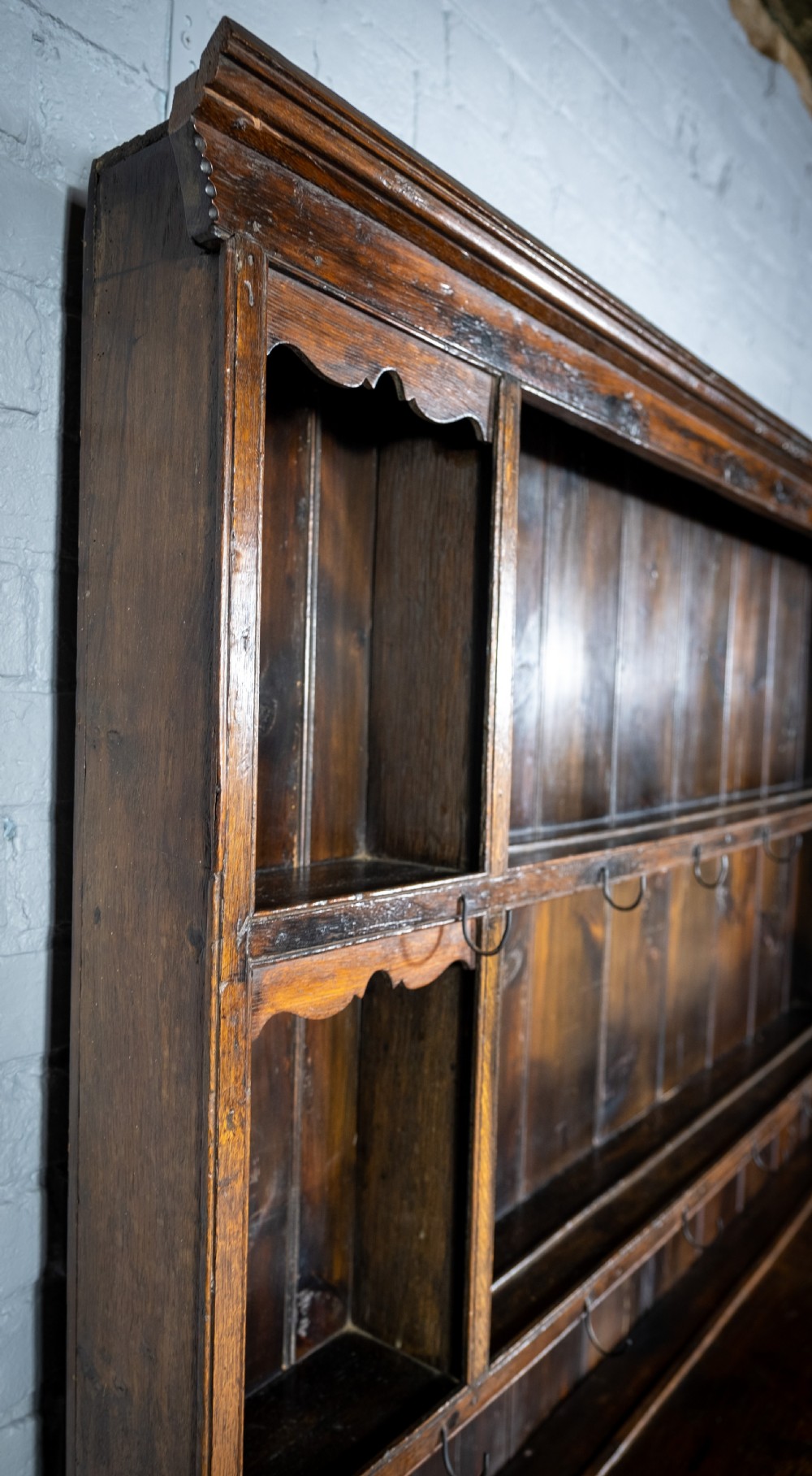 George III Period English Oak Dresser With Rack. View VI