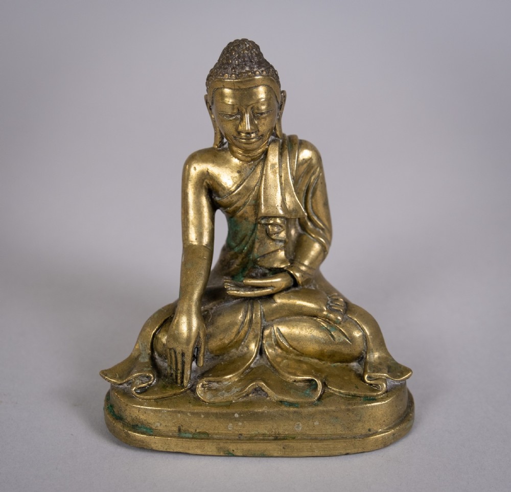 19th Century Gilt Bronze Shakyamuni Buddha Figure. View II