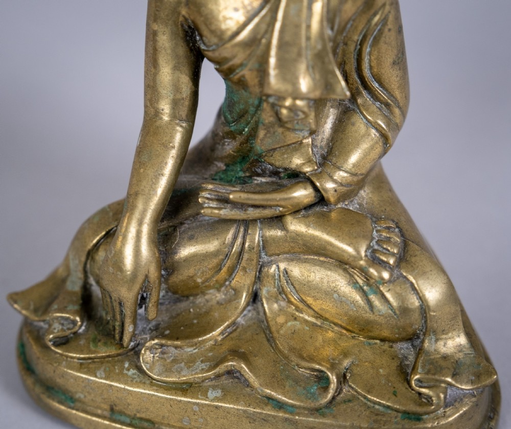 19th Century Gilt Bronze Shakyamuni Buddha Figure. View VIII
