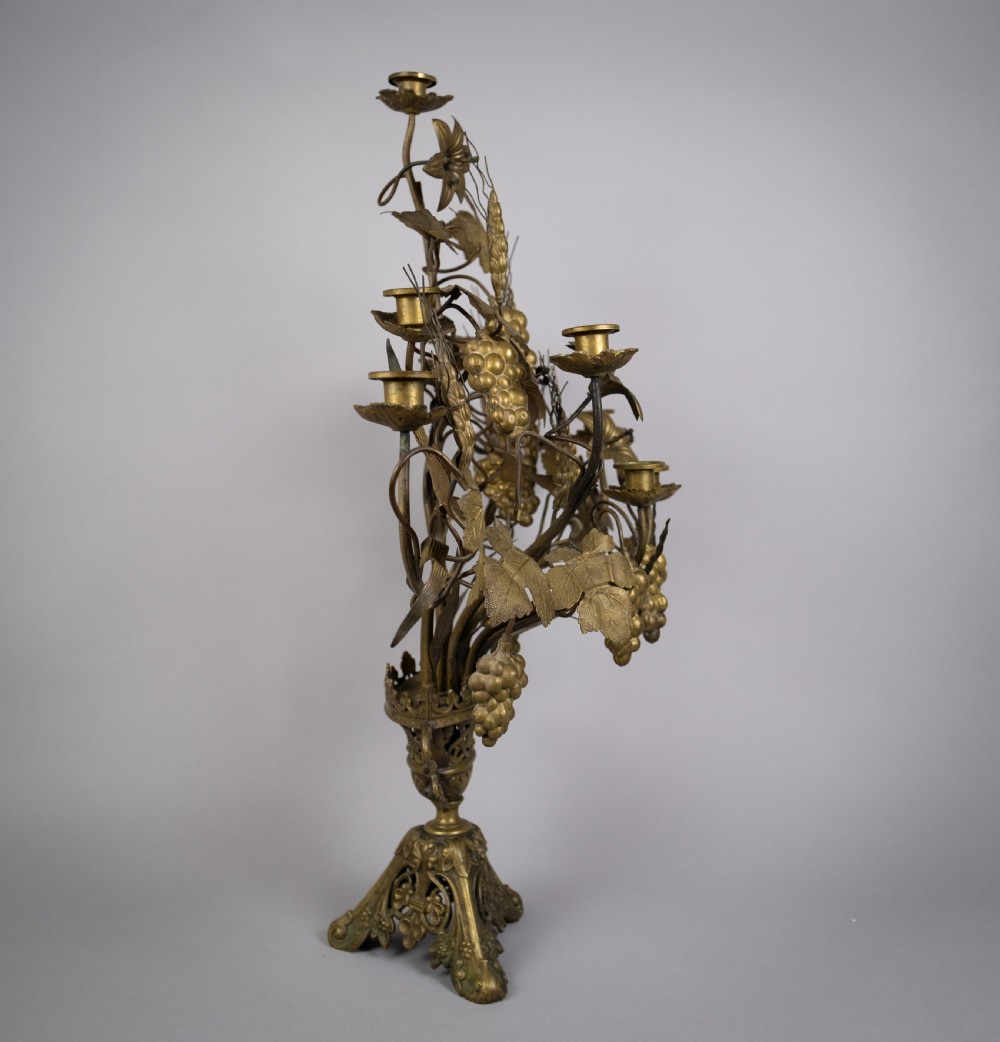 Early 20th Century French Nine Branch Church Harvest Candelabra. View IV