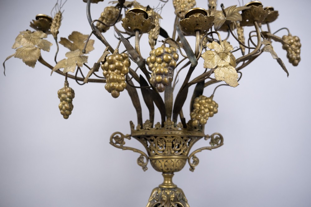 Early 20th Century French Nine Branch Church Harvest Candelabra. View V