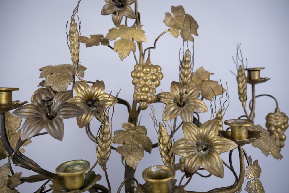 Early 20th Century French Nine Branch Church Harvest Candelabra. View VIII