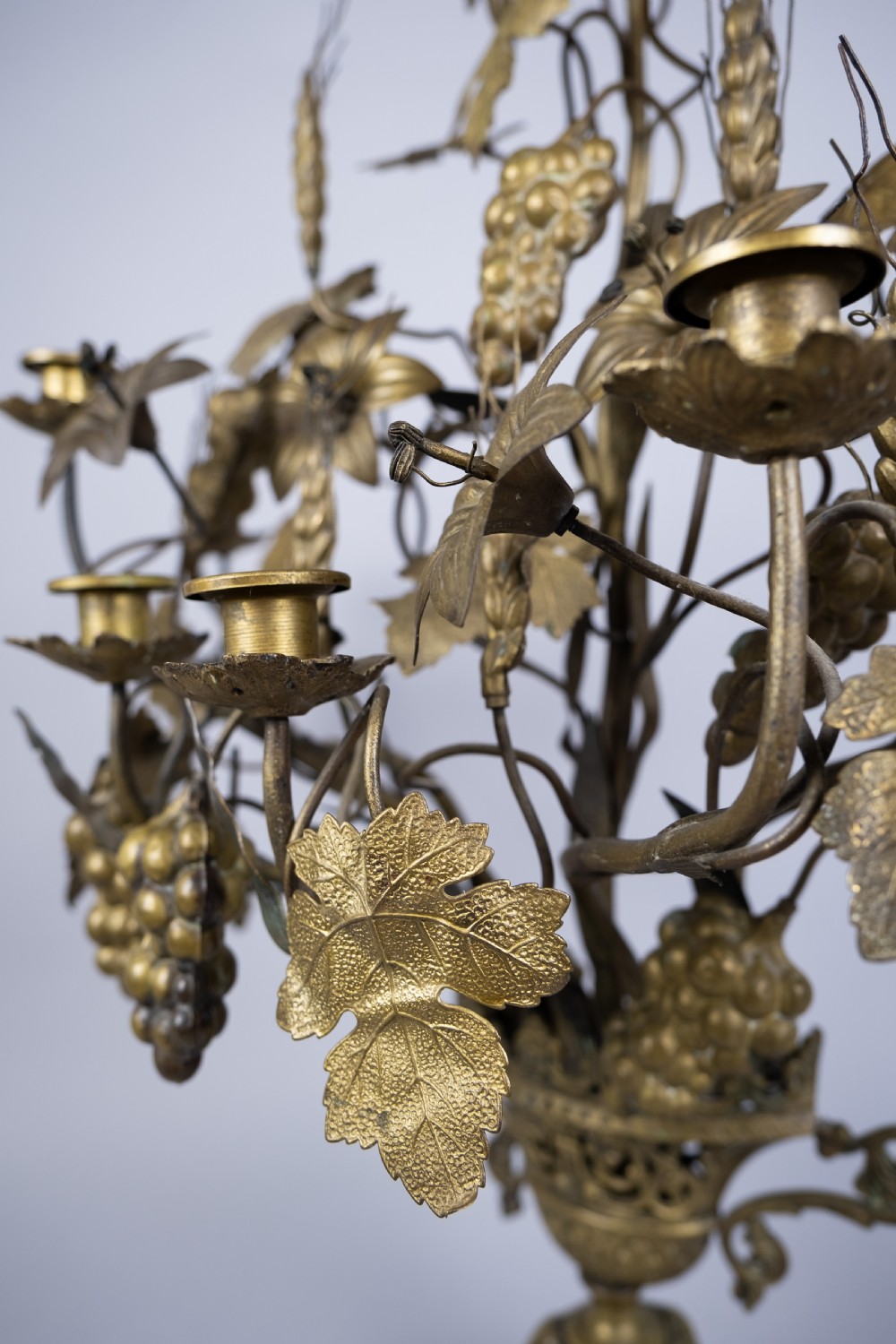 Early 20th Century French Nine Branch Church Harvest Candelabra. View X
