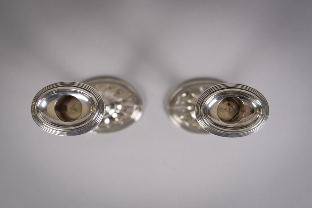 Pair Of Sterling Silver Neoclassical Candlesticks by Charles Boyton & Sons, 1911. View VII