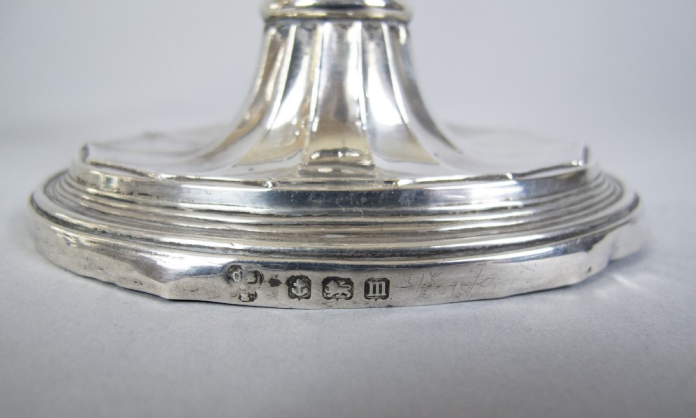 Pair Of Sterling Silver Neoclassical Candlesticks by Charles Boyton & Sons, 1911. View X
