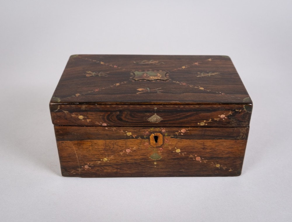 Rosewood Box Hand-Painted In Sheraton Revival Taste. View II