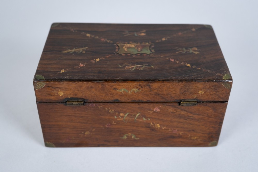 Rosewood Box Hand-Painted In Sheraton Revival Taste. View IV