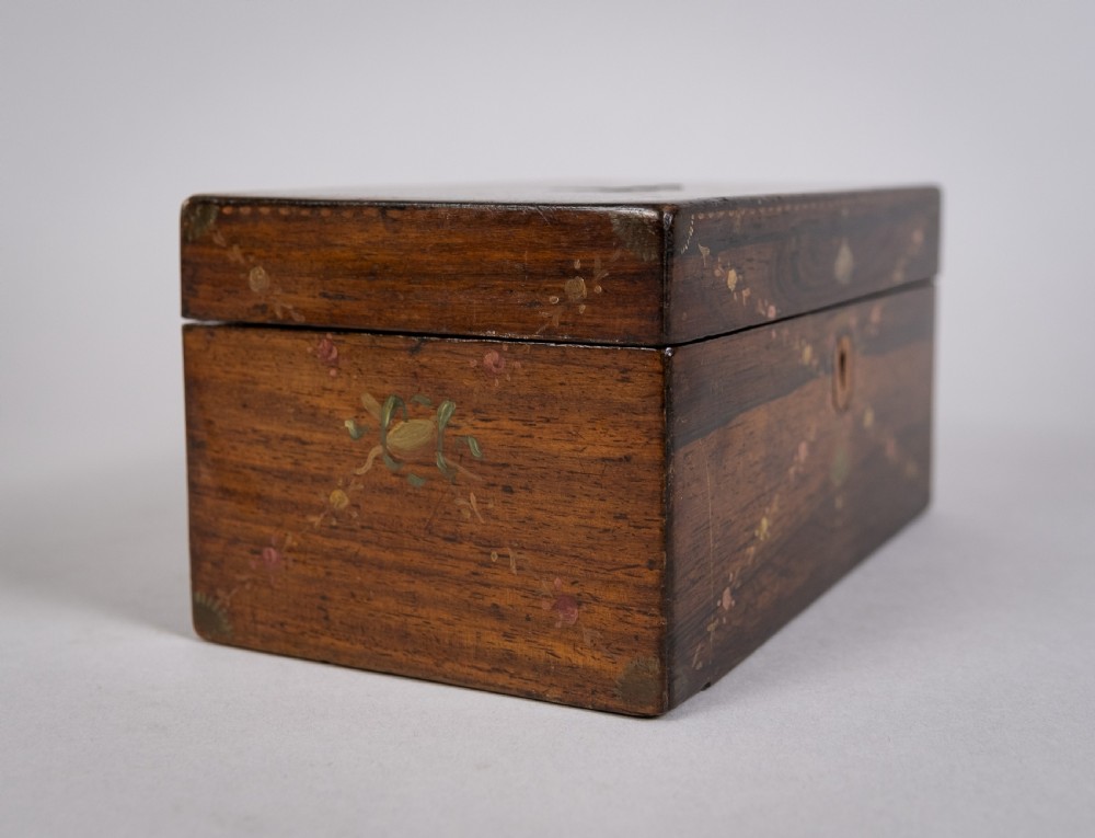 Rosewood Box Hand-Painted In Sheraton Revival Taste. View V