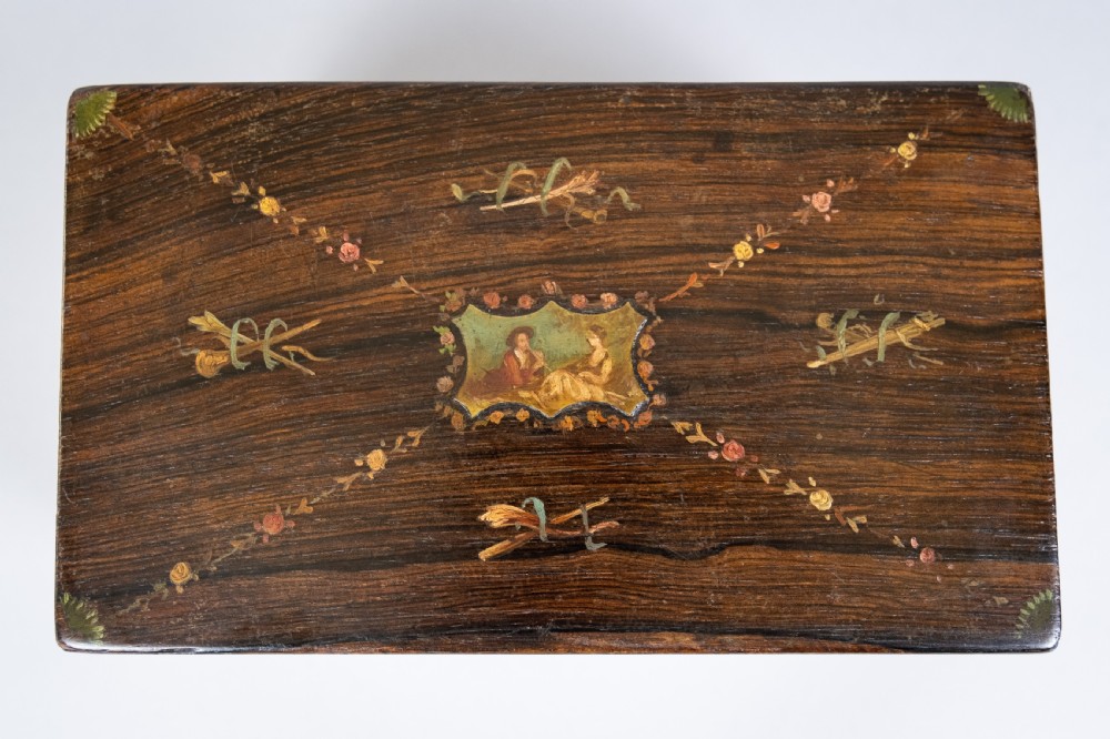Rosewood Box Hand-Painted In Sheraton Revival Taste. View VI