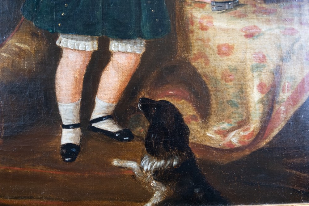 19th Century Oil On Canvas - Young Girl Releasing Bird From Cage.  View VII