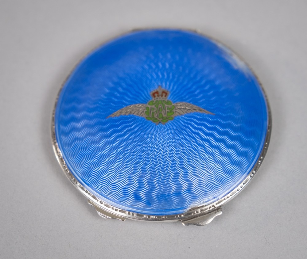 Sterling Silver & Guilloche Enamel RAF Compact by Adie Brothers, Birmingham, 1936. View II
