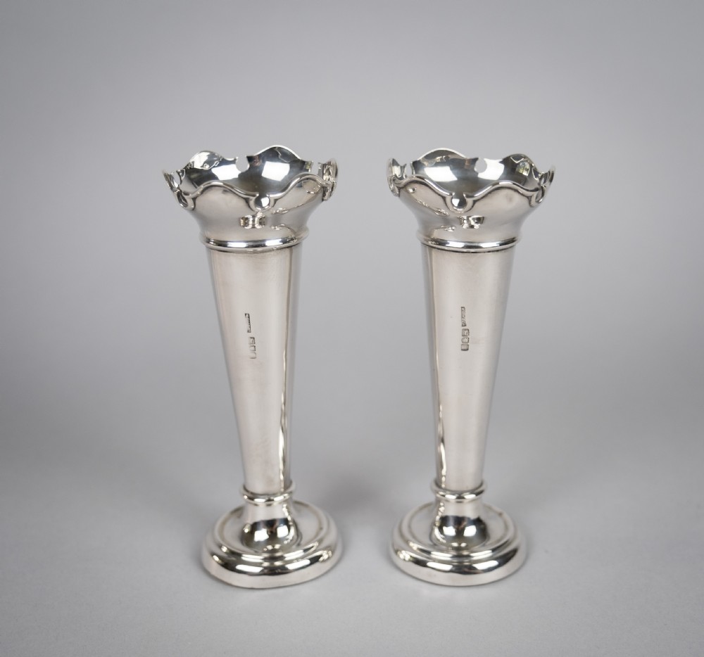 Pair Sterling Silver Spill Vases by W. E. Hill & Co, London, 1907. View III