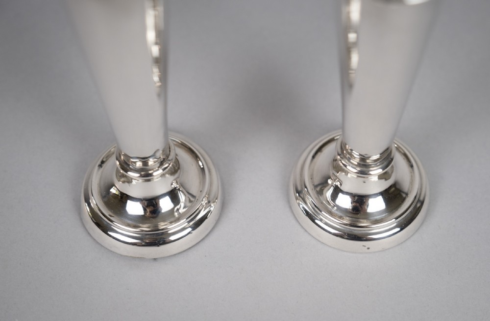 Pair Sterling Silver Spill Vases by W. E. Hill & Co, London, 1907. View VII