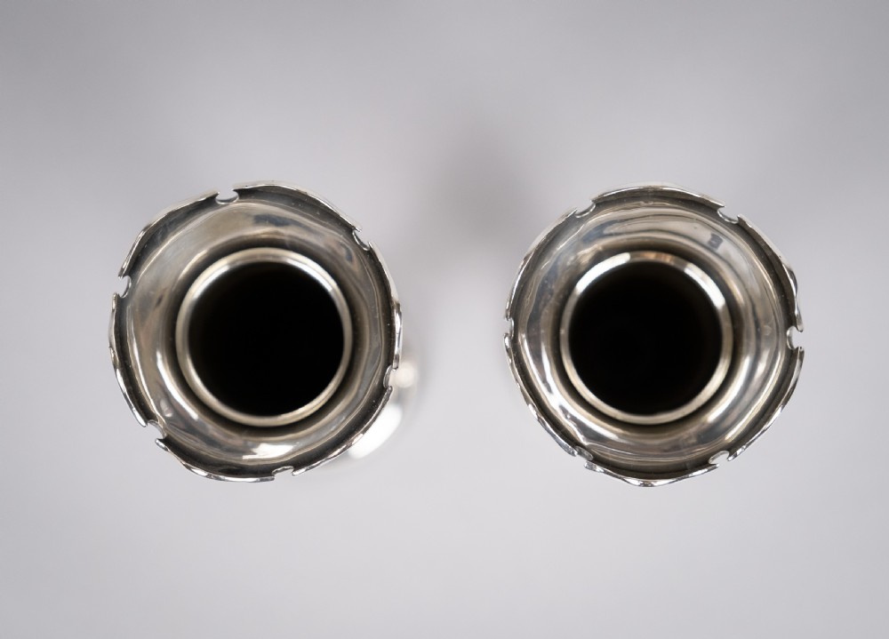 Pair Sterling Silver Spill Vases by W. E. Hill & Co, London, 1907. View VIII