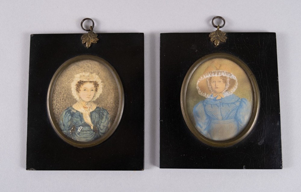'Rachel' & 'Robt Boulton' by J. Bradley of Suffolk, 1828 - Pair of Georgian Portrait Miniatures.