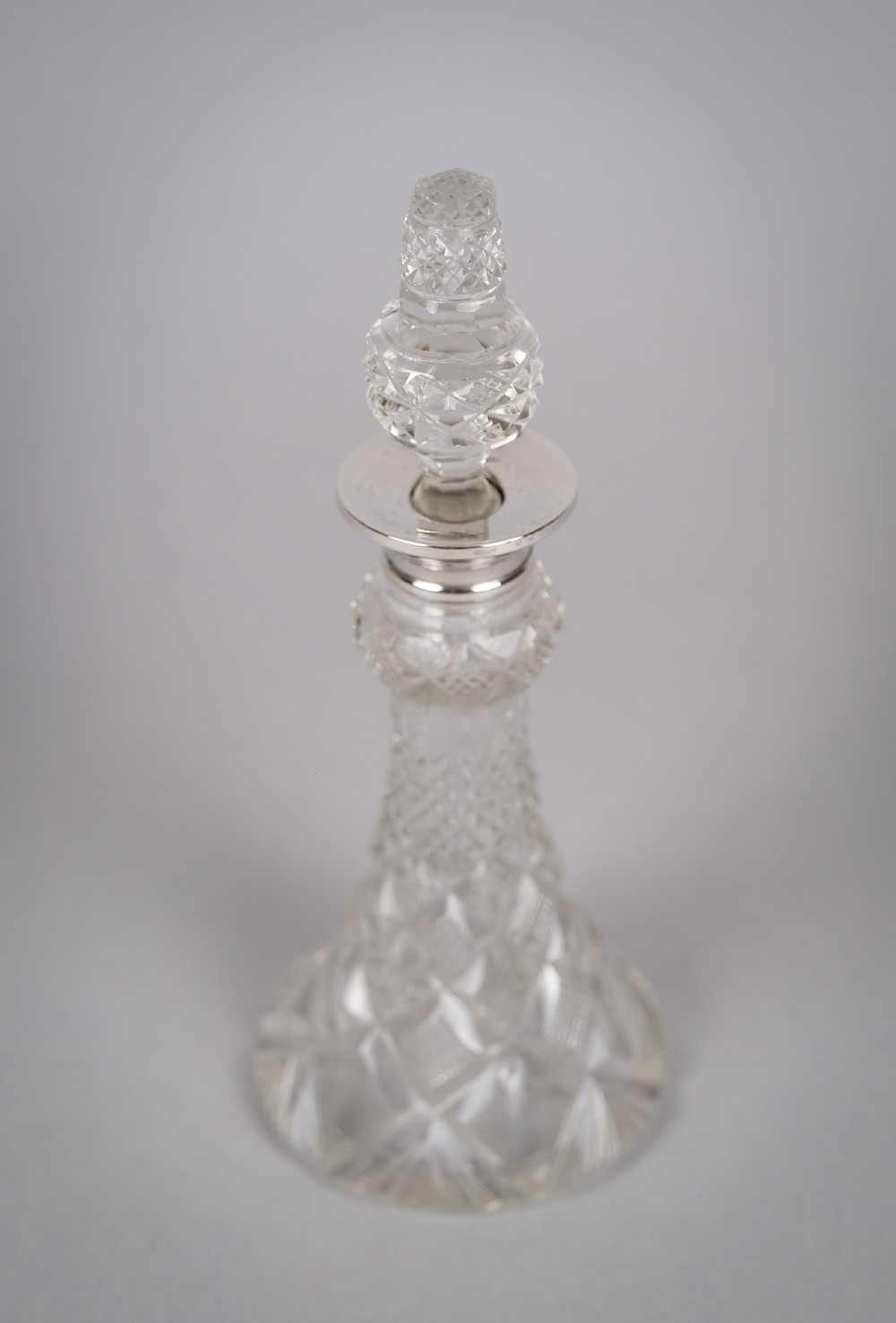 Sterling Silver & Cut Glass Scent Bottle by Wolfsky & Co, London, 1924. View II