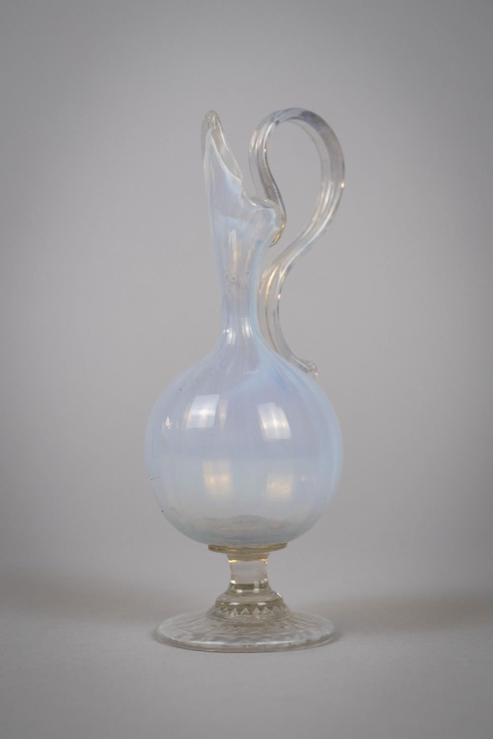 Venetian Revivalist Hand Blown Opalescent Glass Ewer, c.1890