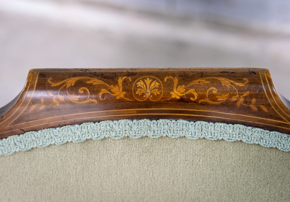 Early 20th Century Sheraton Revival Inlaid Mahogany Tub Chair. View V