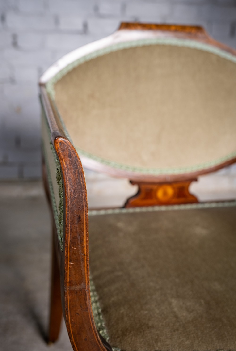 Early 20th Century Sheraton Revival Inlaid Mahogany Tub Chair. View VI