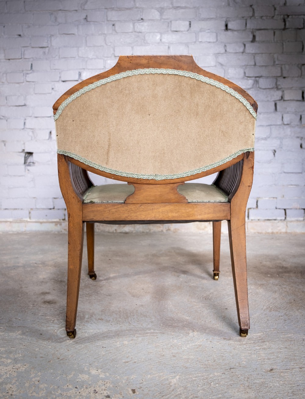 Early 20th Century Sheraton Revival Inlaid Mahogany Tub Chair. View XV
