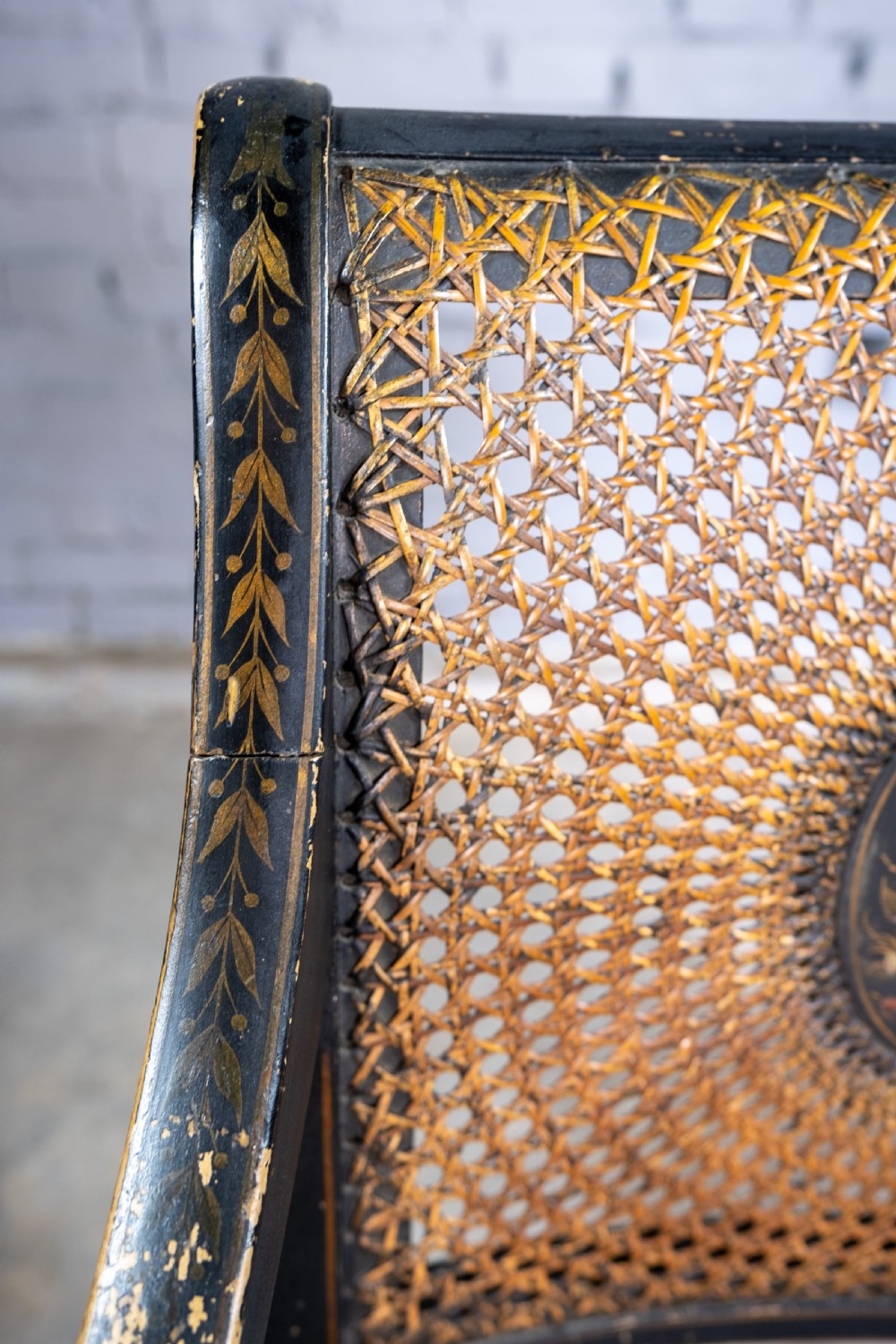 Early 20th Century Japanned Chinoiserie Cane Elbow Chair, c.1910 View VI