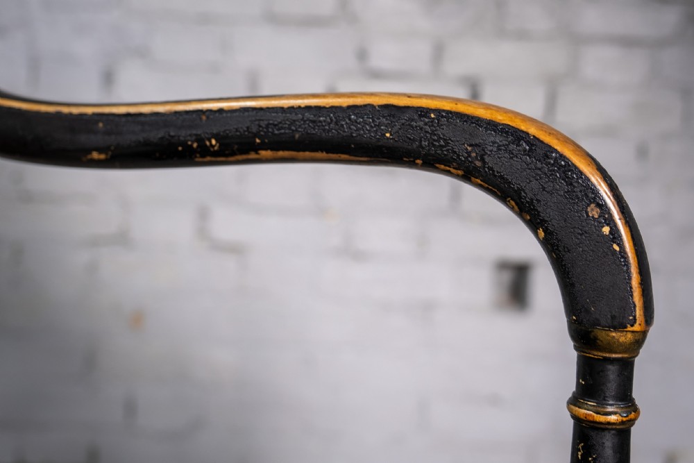 Early 20th Century Japanned Chinoiserie Cane Elbow Chair, c.1910 View VIII