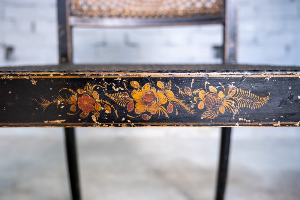 Early 20th Century Japanned Chinoiserie Cane Elbow Chair, c.1910 View XI