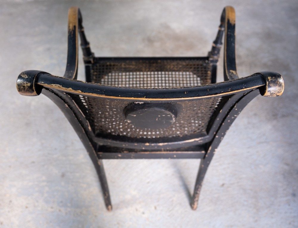 Early 20th Century Japanned Chinoiserie Cane Elbow Chair, c.1910 View XV