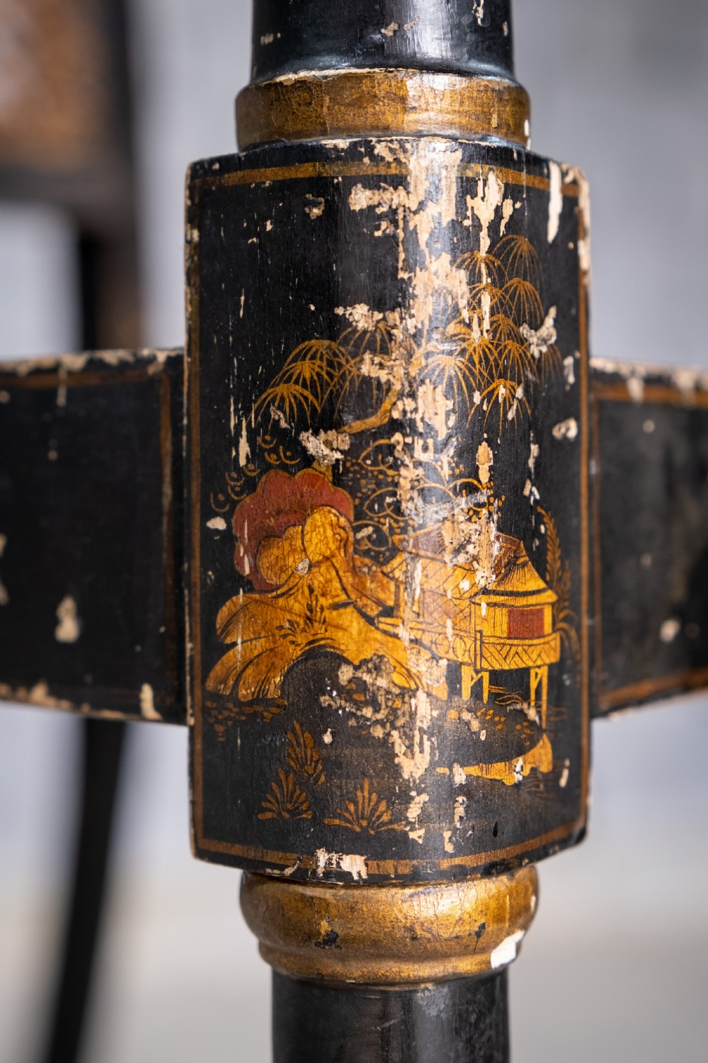Early 20th Century Japanned Chinoiserie Cane Elbow Chair, c.1910 View XVII