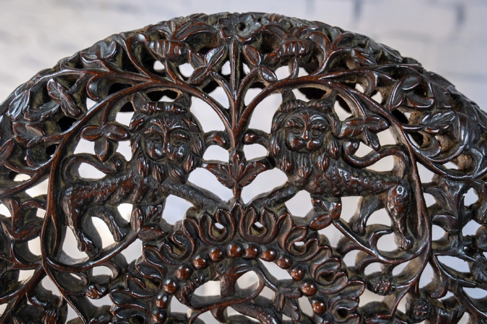 19th Century Burmese Anglo-Indian Carved Rosewood Chair. View V