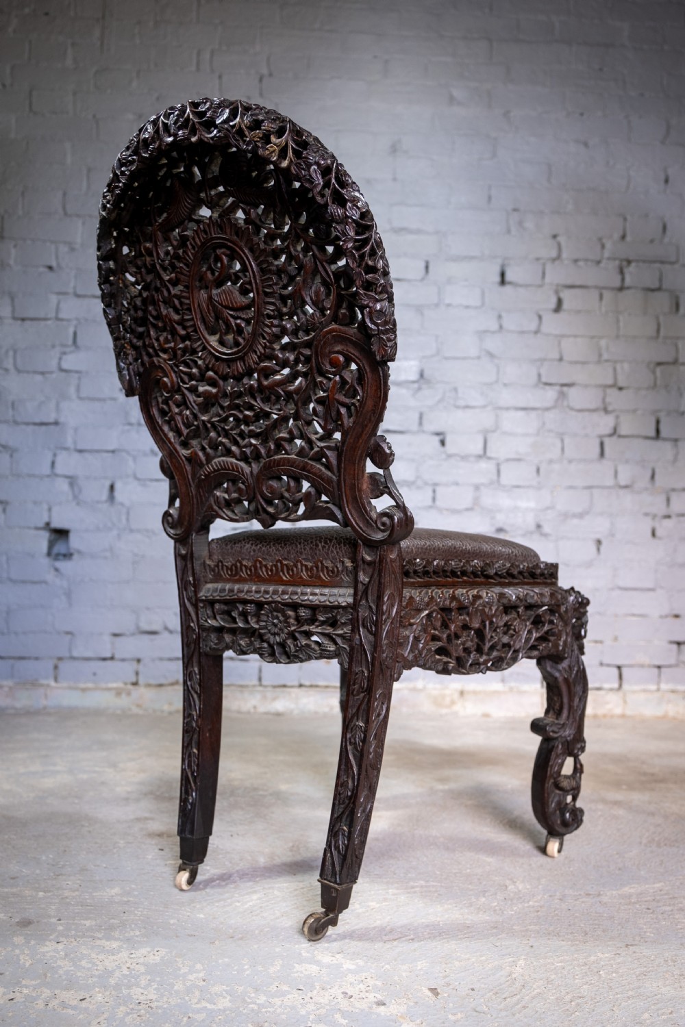 19th Century Burmese Anglo-Indian Carved Rosewood Chair. View XI