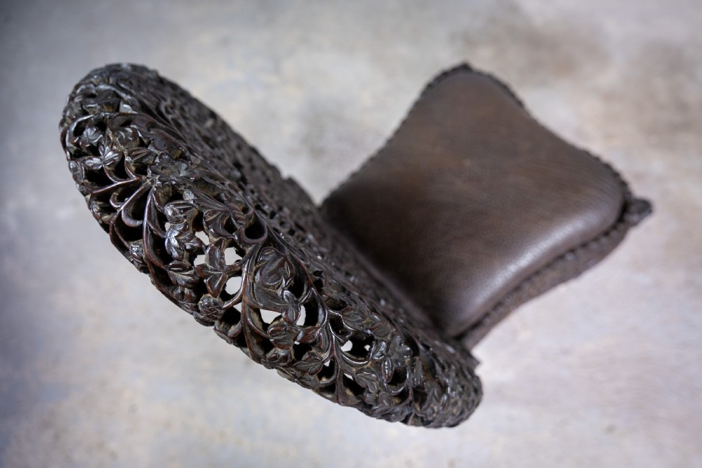 19th Century Burmese Anglo-Indian Carved Rosewood Chair. View XVI