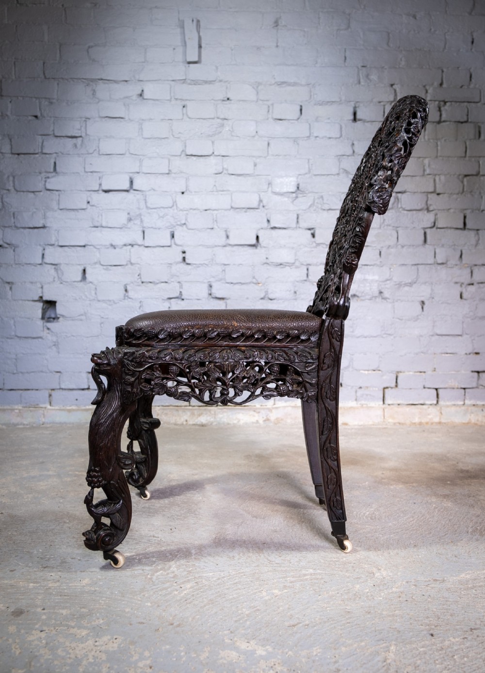 19th Century Burmese Anglo-Indian Carved Rosewood Chair. View XX
