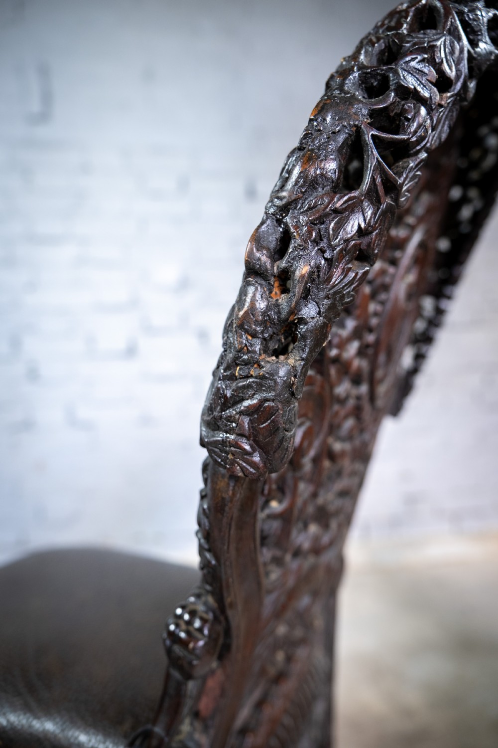 19th Century Burmese Anglo-Indian Carved Rosewood Chair. View XXI