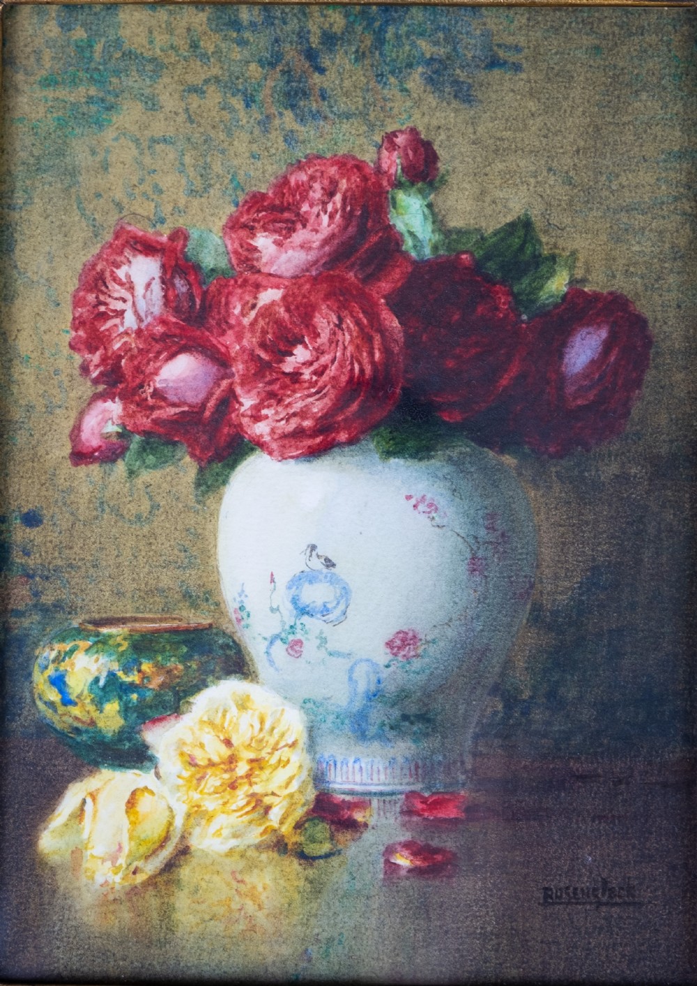 Isidore Rosenstock (1880-1956) - Still Life Of Roses In A Chinese Jar. Signed Watercolour, c.1920 View III