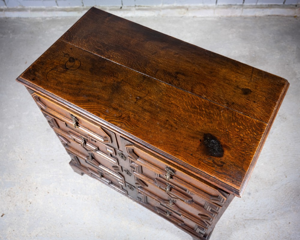 18th Century & Later Geometric Oak Chest Of Drawers. View VIII