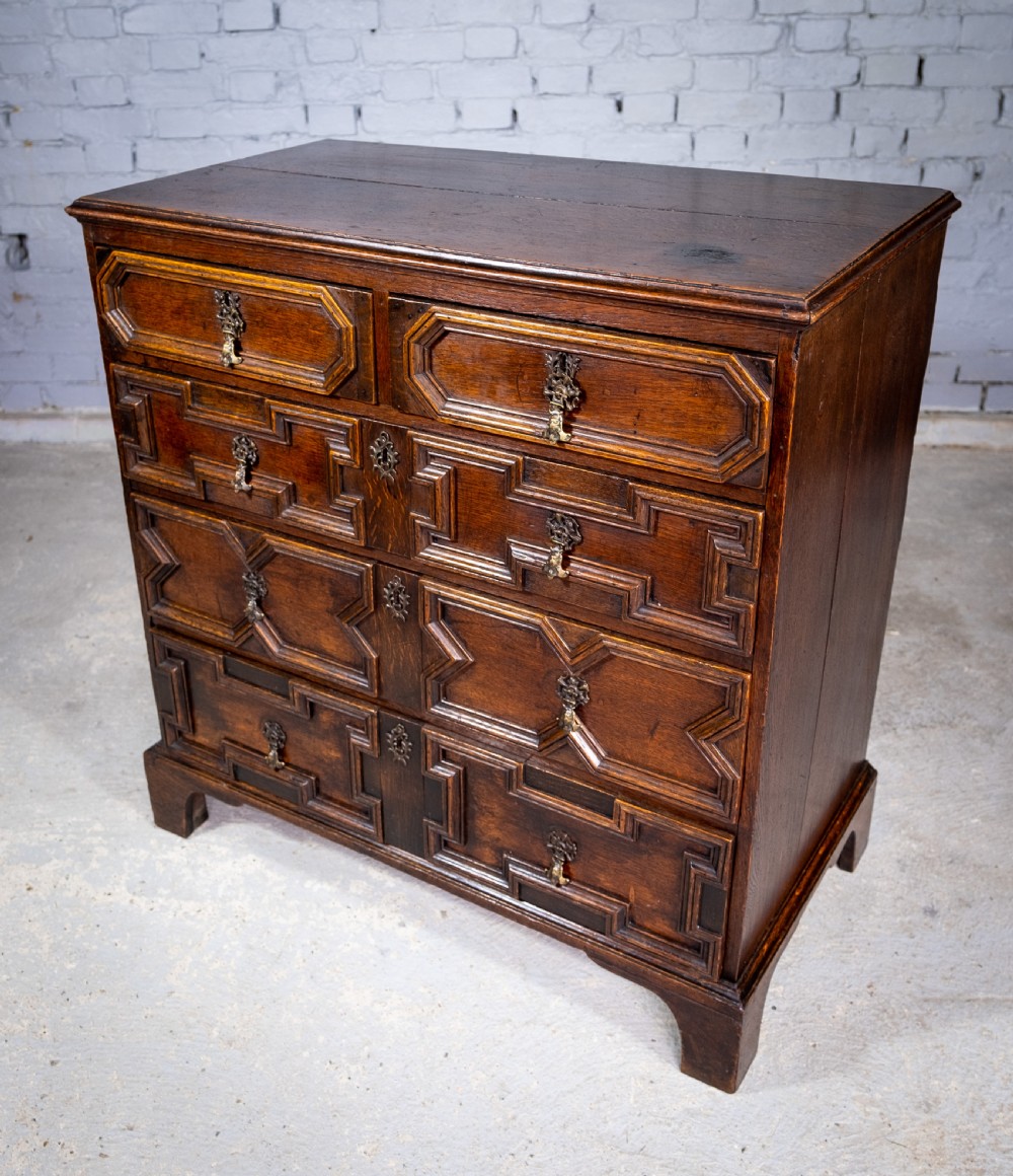 18th Century & Later Geometric Oak Chest Of Drawers. View XII