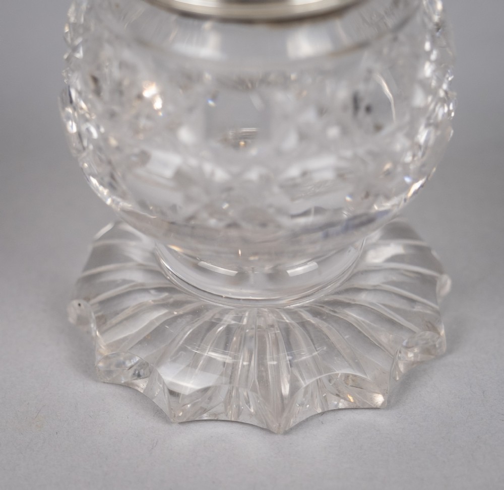 Unusual 19th Century Sterling Silver & Cut Glass Sundial Inkwell, 1876. View XII