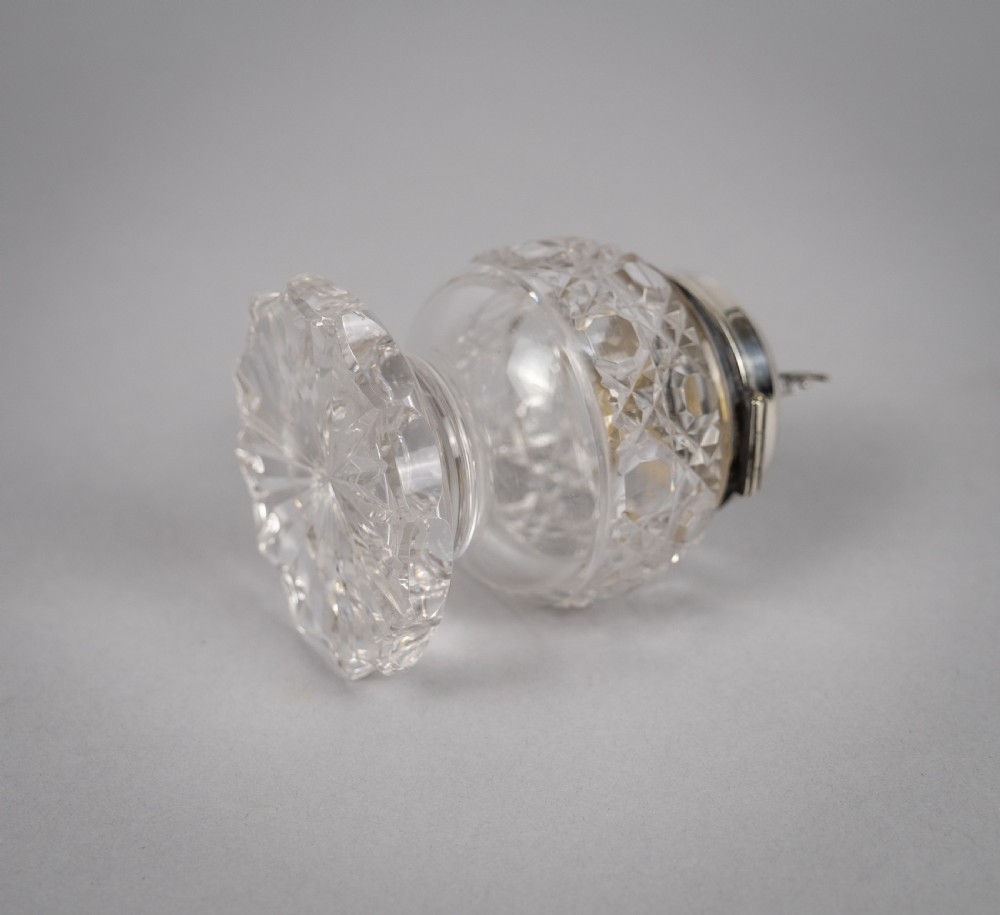Unusual 19th Century Sterling Silver & Cut Glass Sundial Inkwell, 1876. View XIII