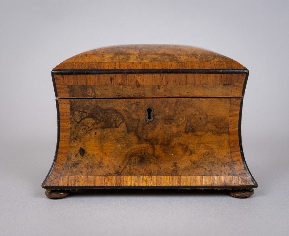 19th Century Walnut Waisted Twin Compartment Tea Caddy. View II