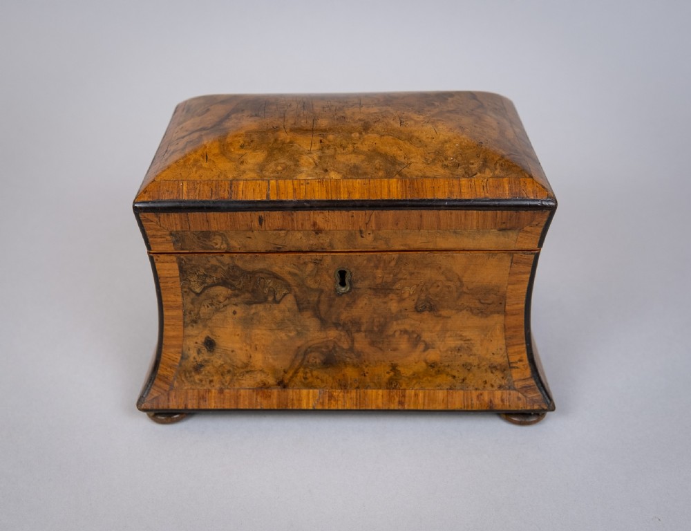19th Century Walnut Waisted Twin Compartment Tea Caddy. View III