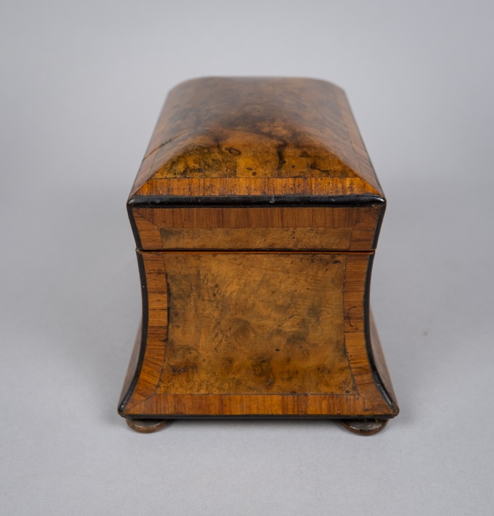 19th Century Walnut Waisted Twin Compartment Tea Caddy. View IV