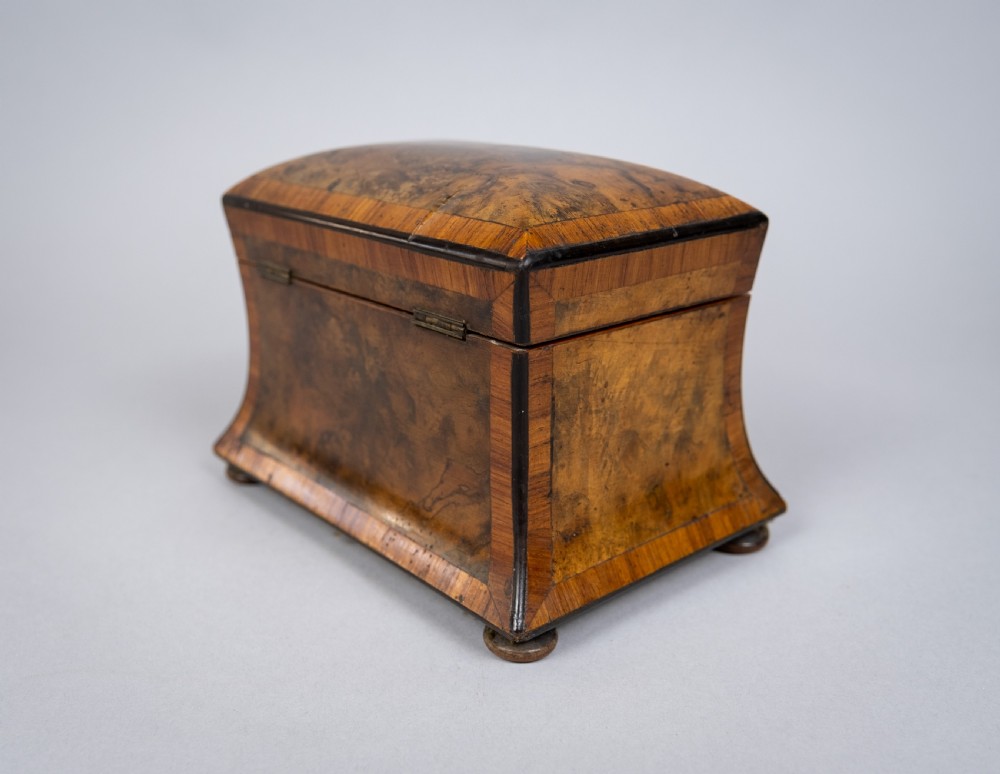 19th Century Walnut Waisted Twin Compartment Tea Caddy. View V