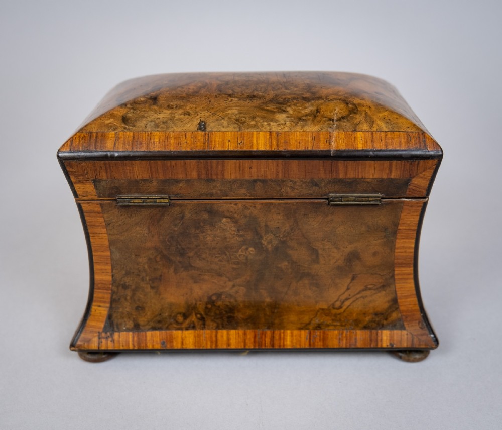 19th Century Walnut Waisted Twin Compartment Tea Caddy. View VI