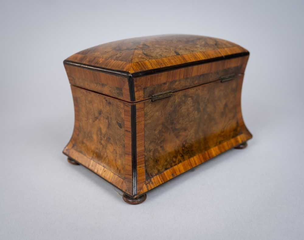 19th Century Walnut Waisted Twin Compartment Tea Caddy. View VIII