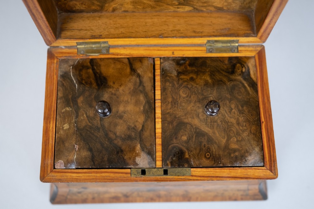 19th Century Walnut Waisted Twin Compartment Tea Caddy. View X